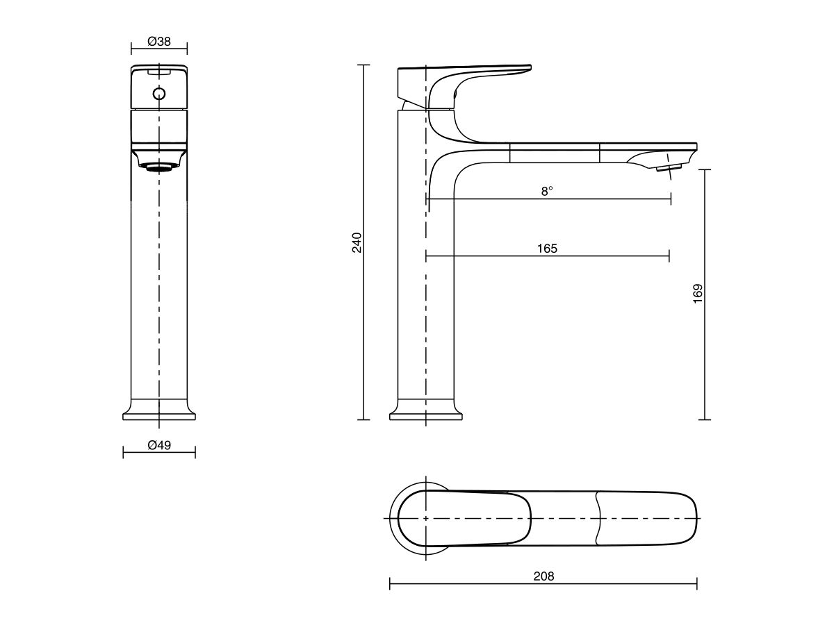 Reece Mizu Silk Medium Height Basin Mixer Matte Black (5 Star)