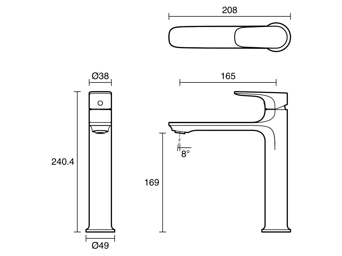 Reece Mizu Silk Medium Height Basin Mixer Tap Chrome (6 Star) Lead Free