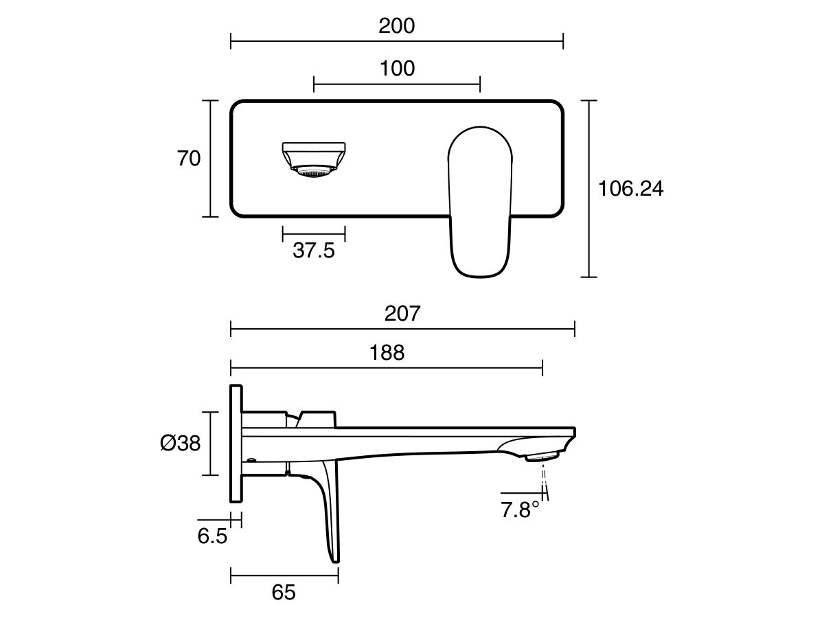 Reece Mizu Silk Wall Basin/Bath Mixer Tap Set Trimset 188mm Brushed Gunmetal (6 Star) Lead Free