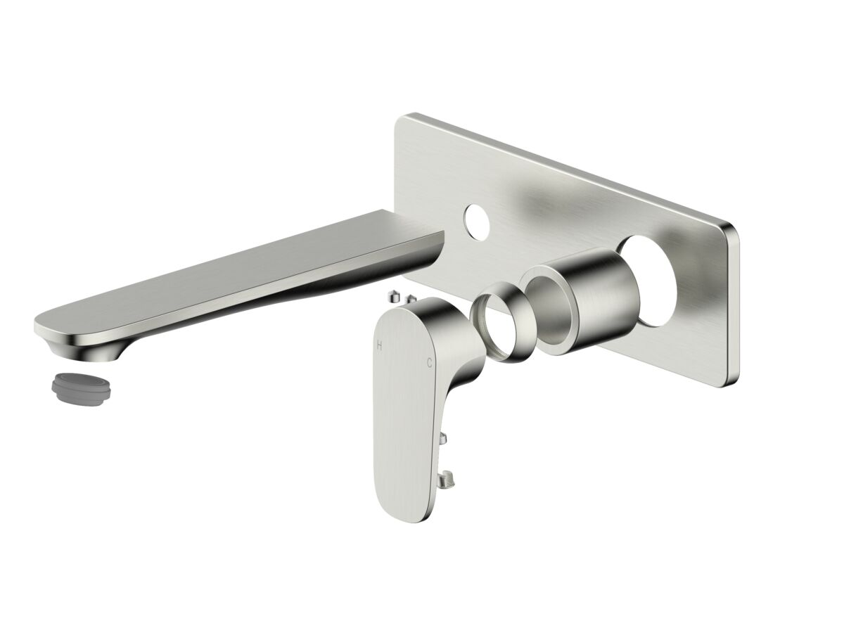 reece Mizu Silk Wall Basin/Bath Mixer Tap Set Trimset 188mm Brushed Nickel (6 Star) Lead Free