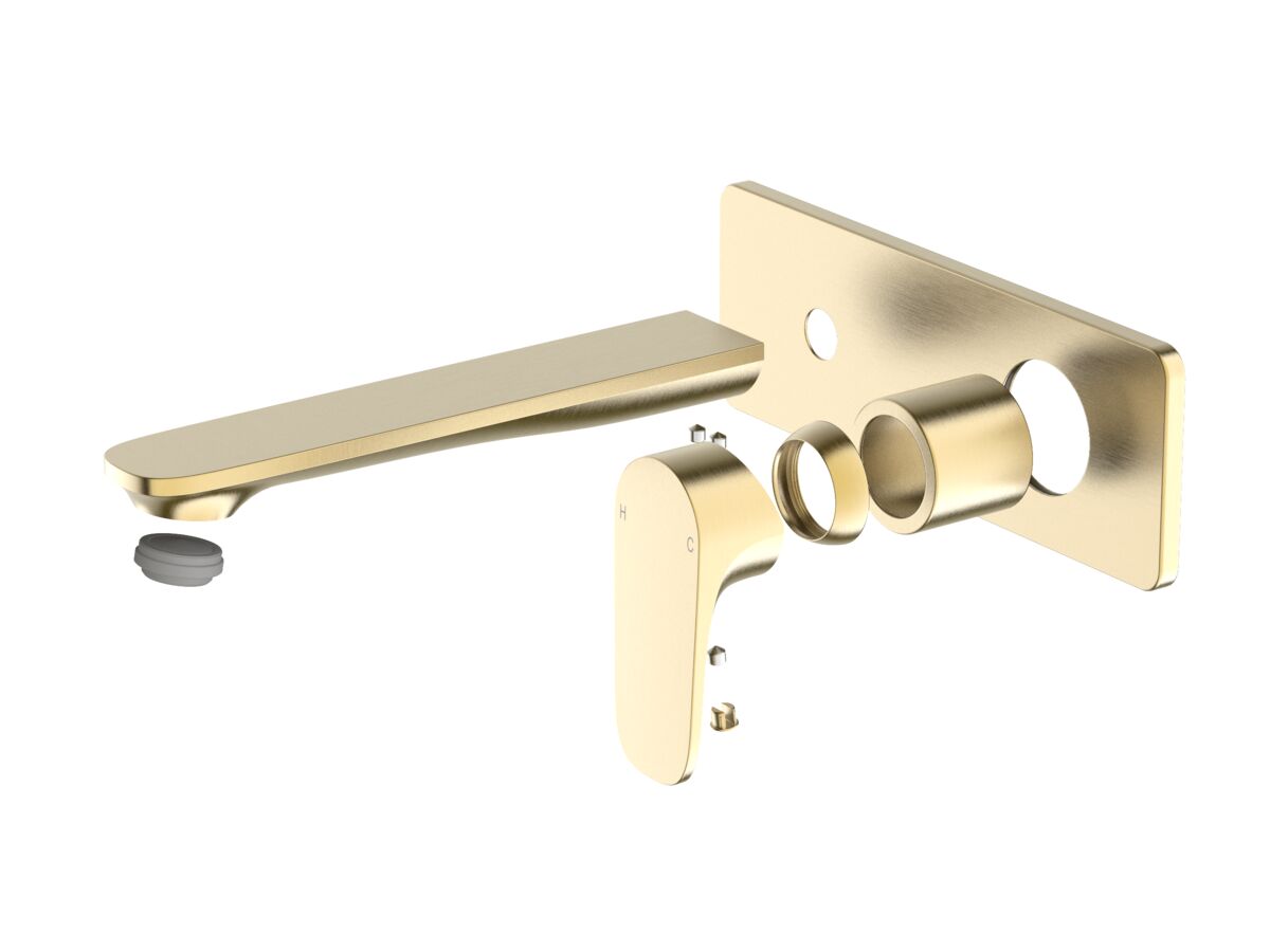 reece Mizu Silk Wall Basin/Bath Mixer Tap Set Trimset 188mm Brushed Brass (6 Star) Lead Free