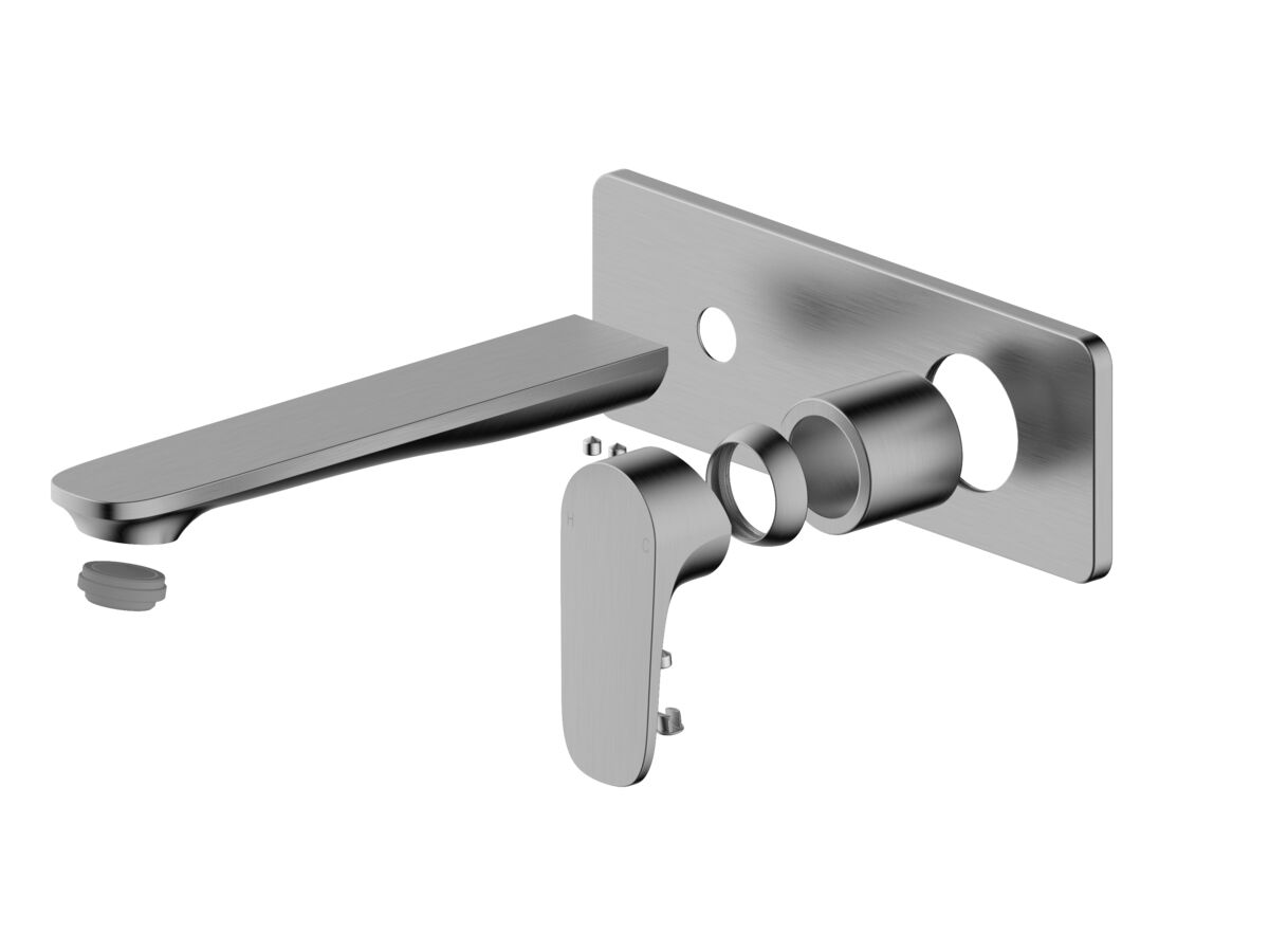 reece Mizu Silk Wall Basin/Bath Mixer Tap Set Trimset 188mm Brushed Gunmetal (6 Star) Lead Free