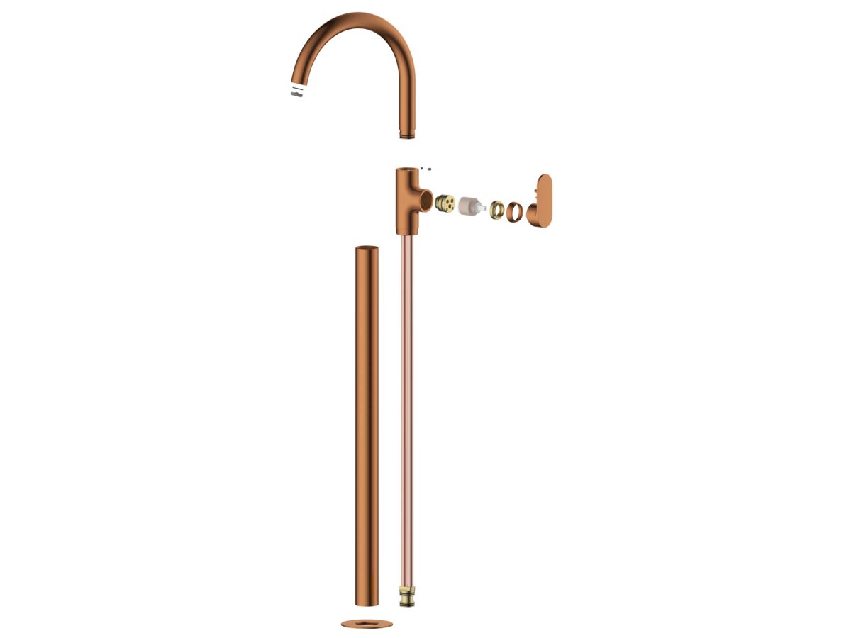 reece Mizu Soothe MK2 Floor Mounted Bath Mixer & Outlet Trimset Brushed Bronze
