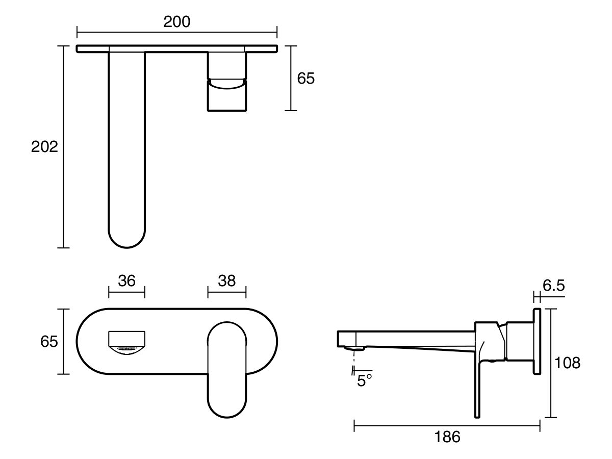Reece Mizu Soothe MK2 Wall Basin/Bath Mixer Set Trimset Brushed Brass (6 Star) Lead Free