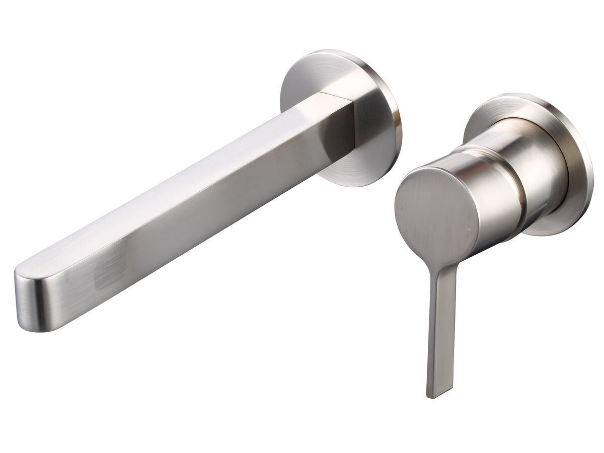 reece Mizu Stream Wall Basin Mixer Set with 2 Cover Plate Design Brushed Nickel (4 Star)