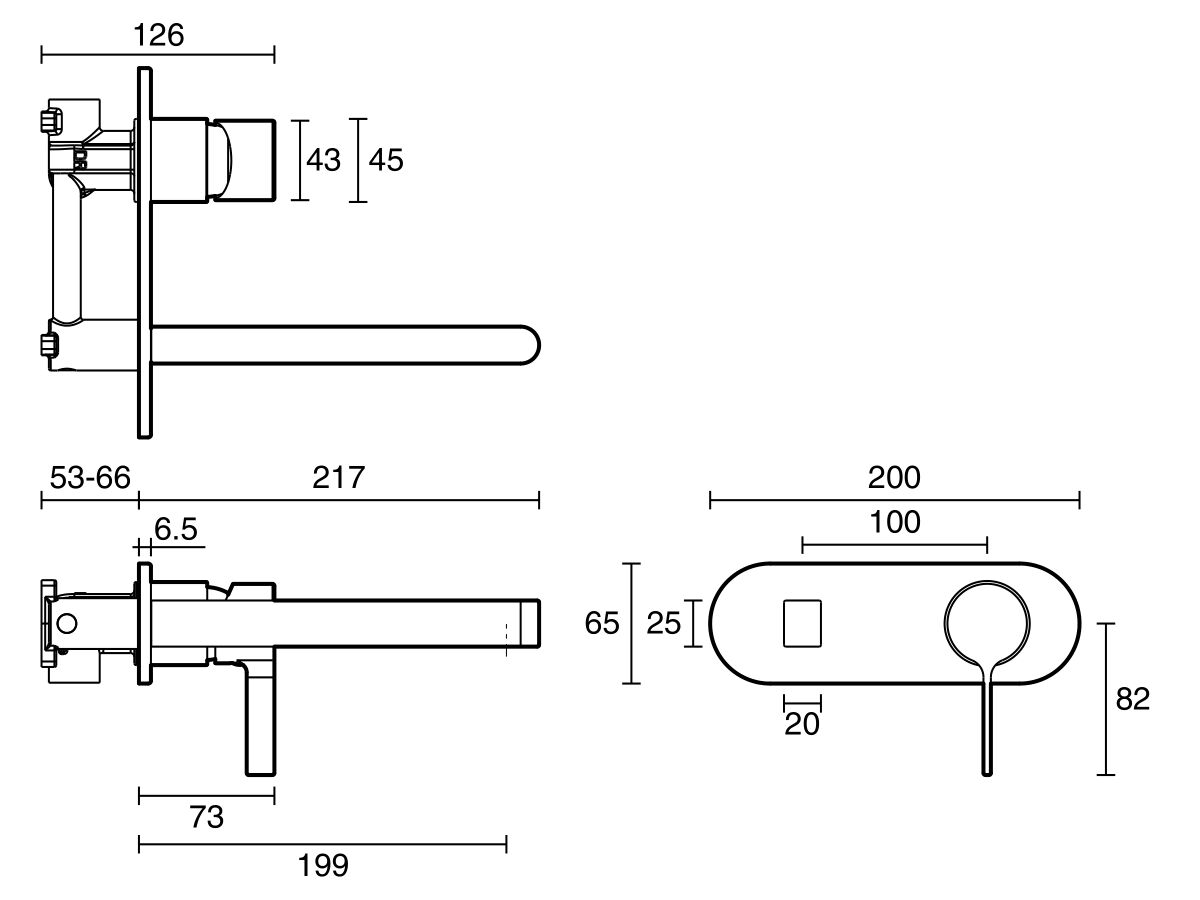 Reece Mizu Stream Wall Basin Mixer Tap Set Chrome (4 Star)