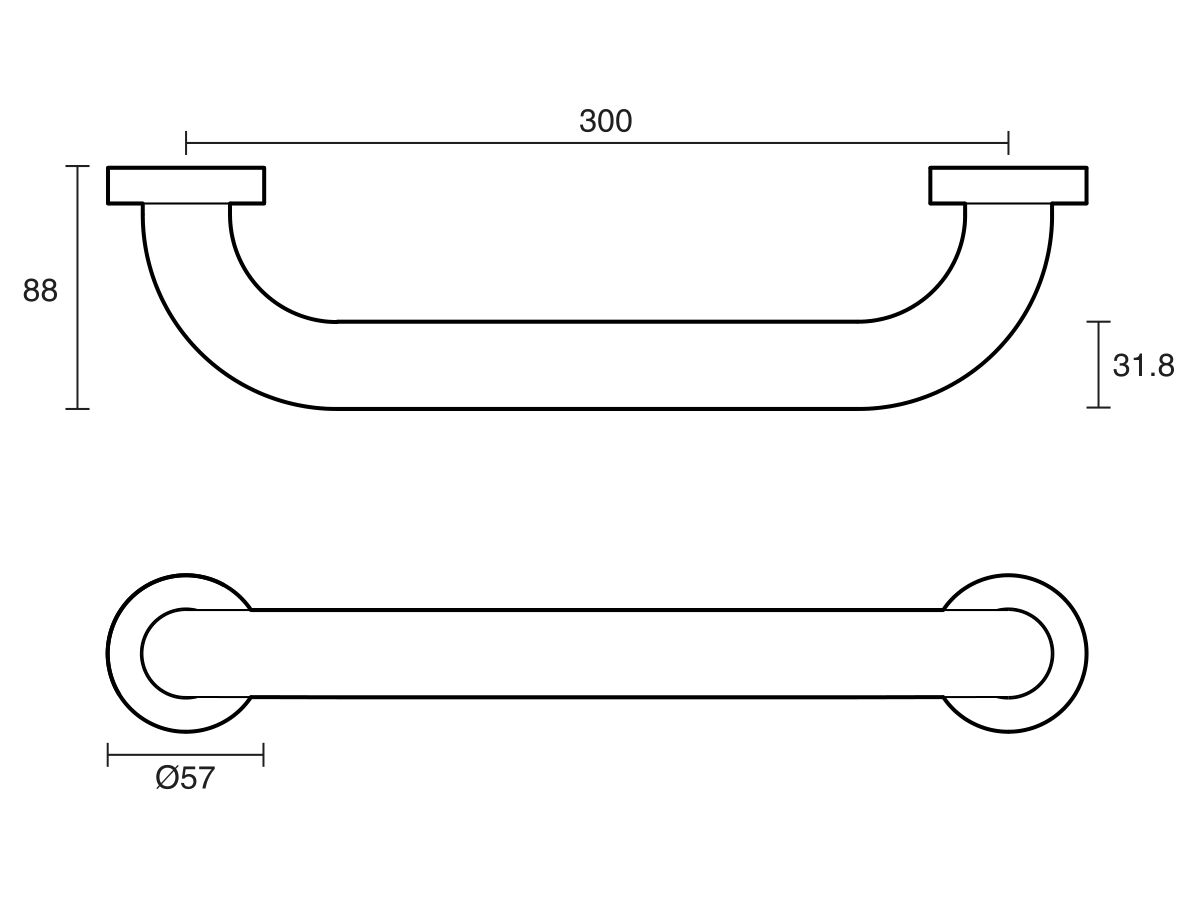 Reece Mobi 32 X 300mm Grab Rail Satin Stainless Steel