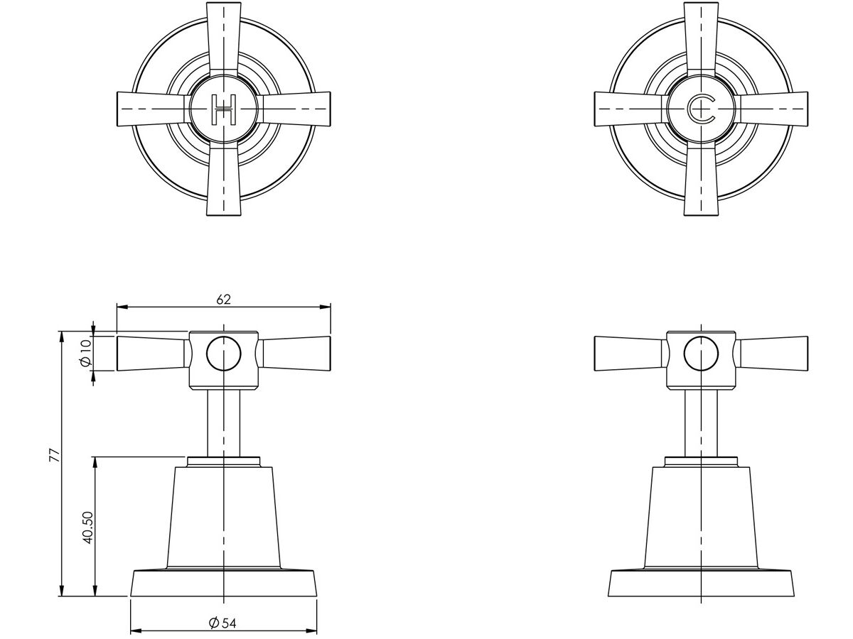 Reece Phoenix Gen X Basin Top Assemblies Cross 3/4 Ceramic Disc Chrome