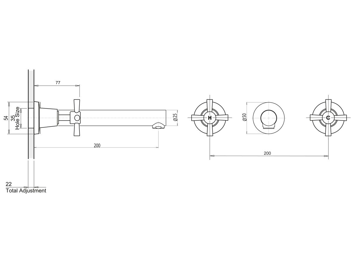 Reece Phoenix Gen X Wall Basin Set 200mm Straight Chrome (5 Star)