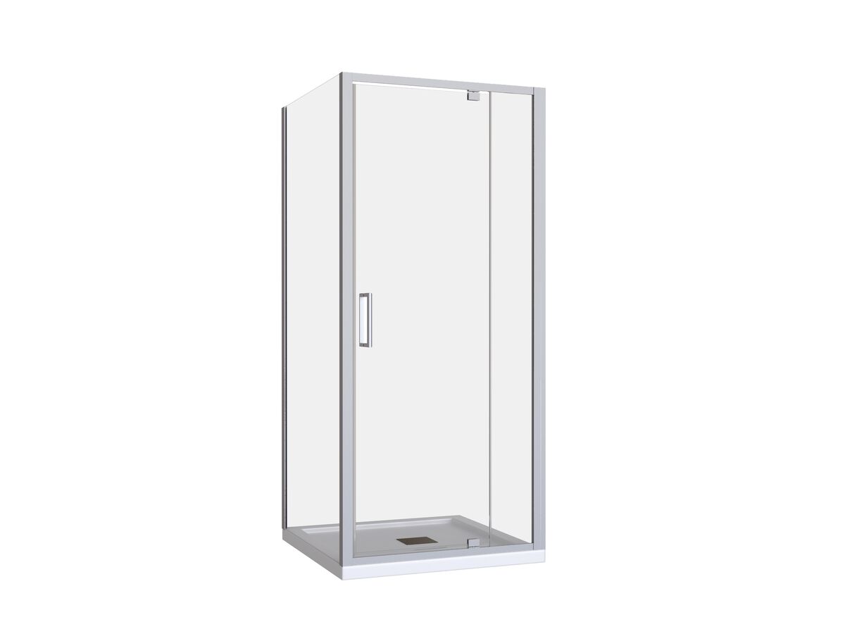 reece Posh Bristol Luna Shower Base & Shower Screen with Centre Outlet 900mm x 900mm White & Chrome