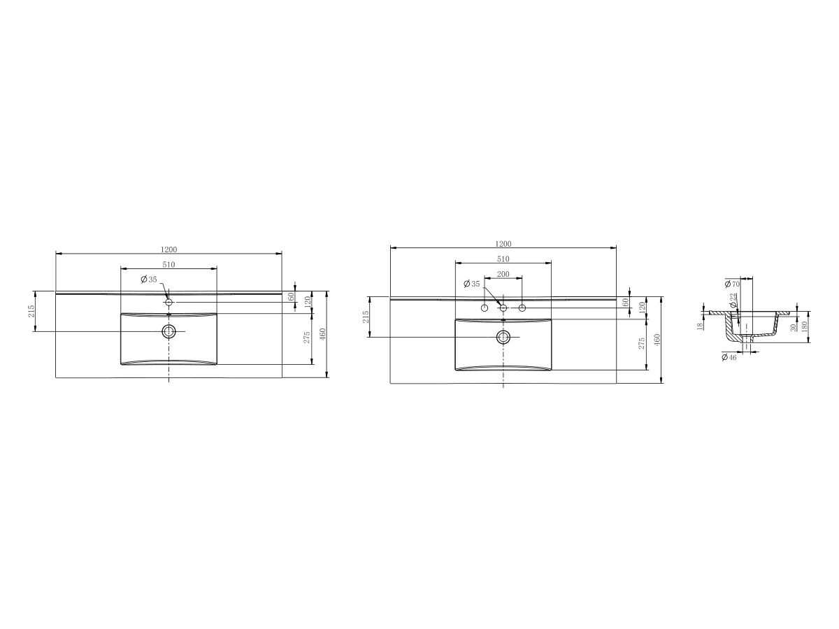 Reece Posh Bristol MK2 1200mm Vanity Unit With Kick Centre Bowl 2 Door And 3 Right Hand Drawers 1 Taphole White