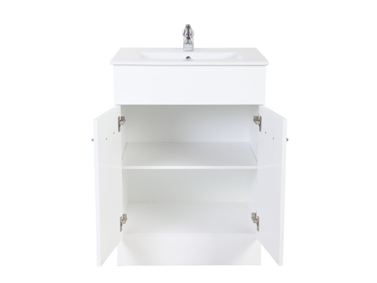 Reece Posh Bristol MK2 600mm Vanity Unit With Kick Centre Bowl 2 Door 1 Taphole White