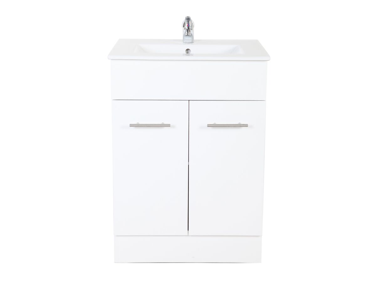 Reece Posh Bristol MK2 600mm Vanity Unit With Kick Centre Bowl 2 Door 1 Taphole White