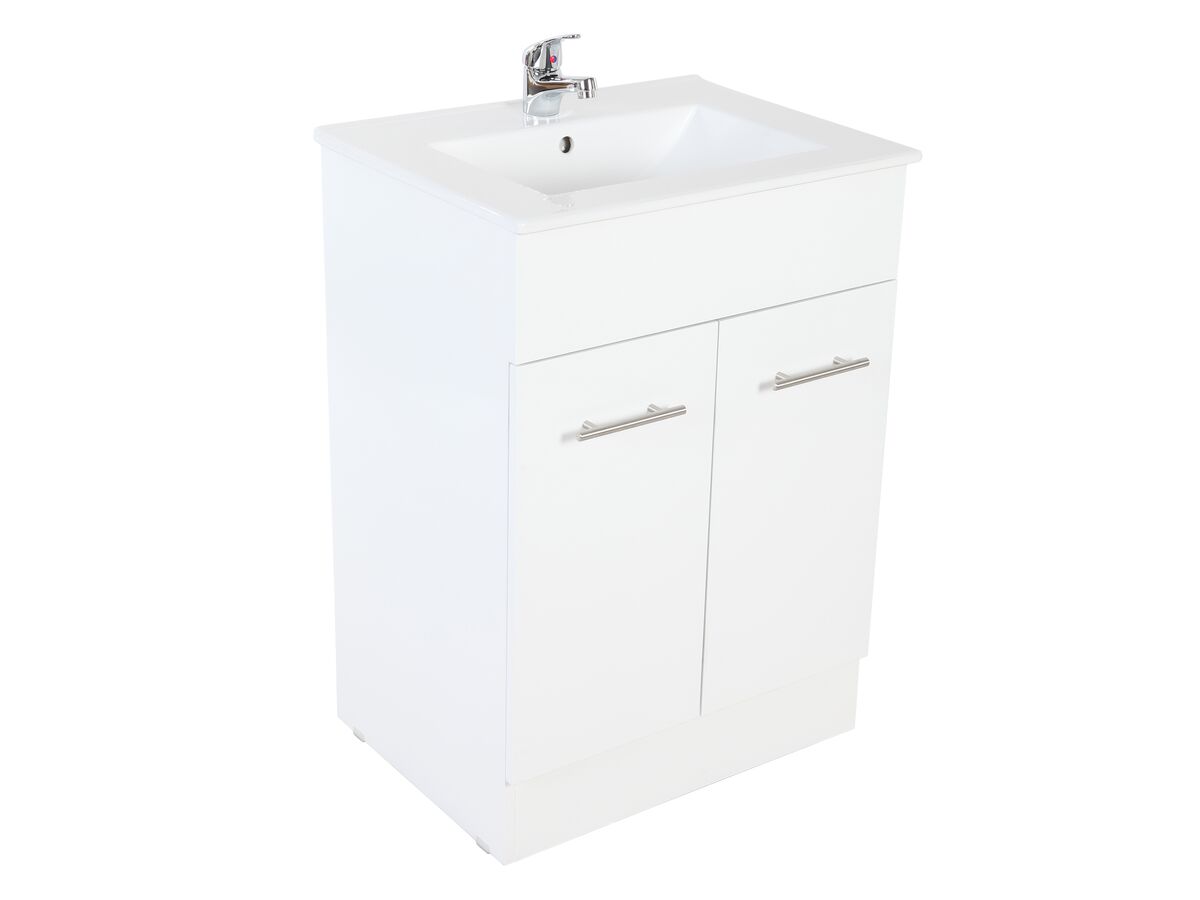 reece Posh Bristol MK2 600mm Vanity Unit with Kick Centre Bowl 2 Door 1 Taphole White