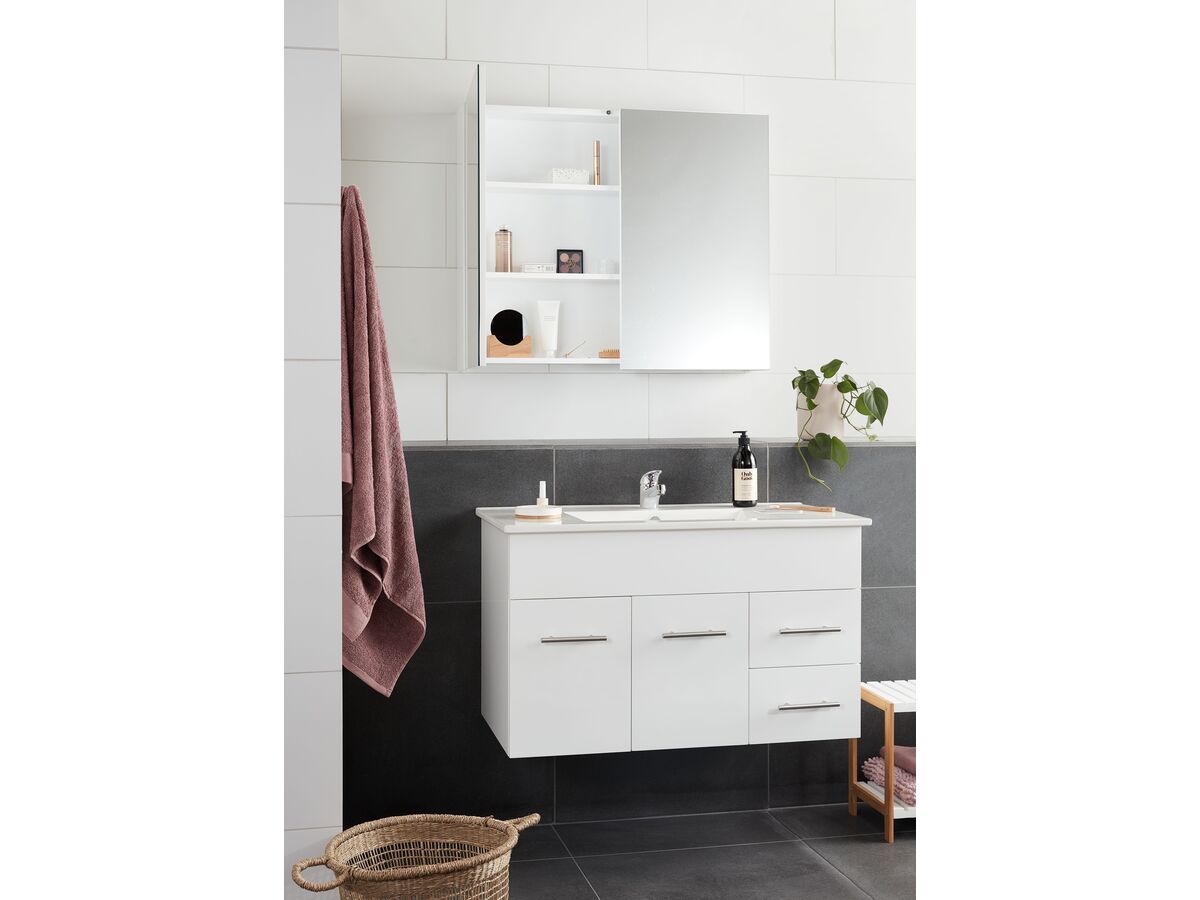 Reece Posh Bristol MK2 900mm Wall Hung Vanity Unit Centre Bowl 2 Door And 2 Right Hand Drawers 1 Taphole White