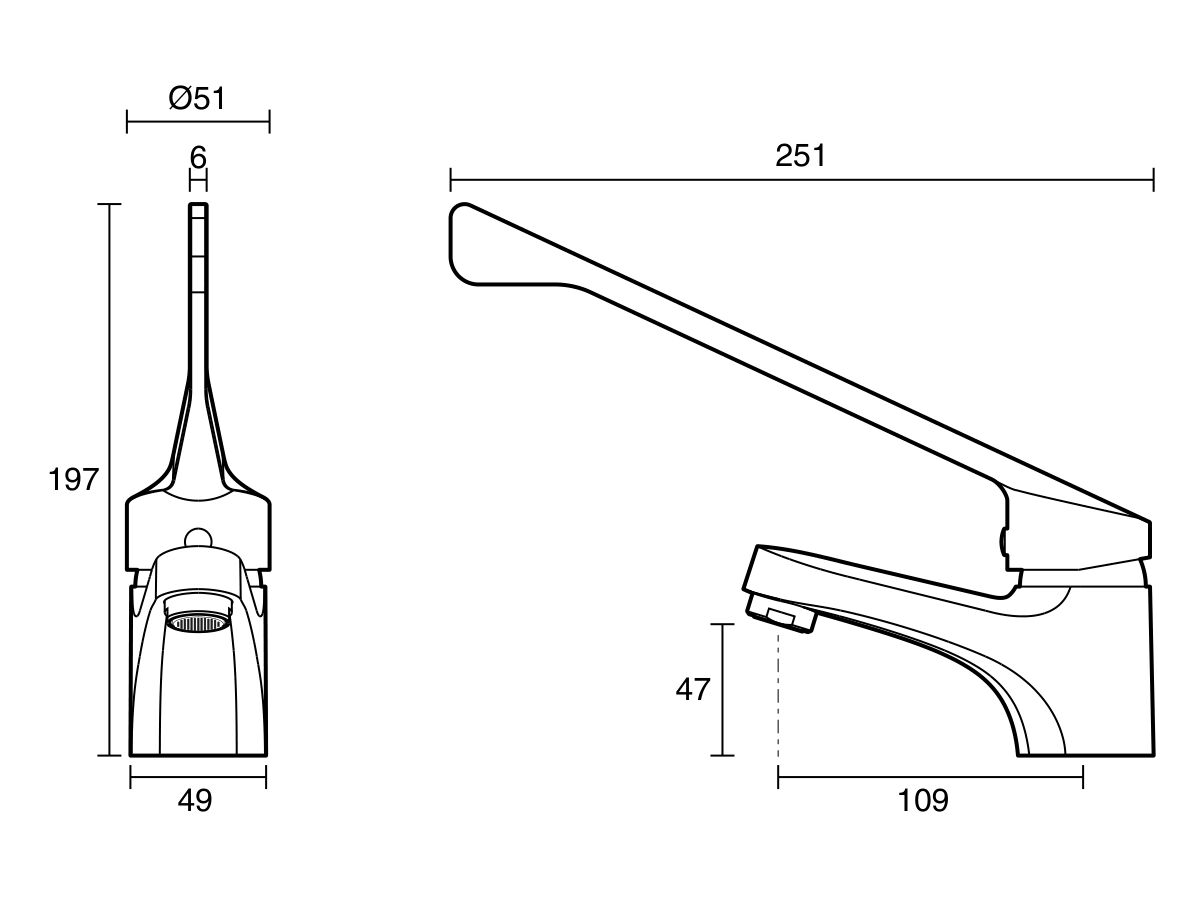 Reece Posh Bristol MK2 Basin Mixer With Extended Lever Chrome (4 Star) Lead Free