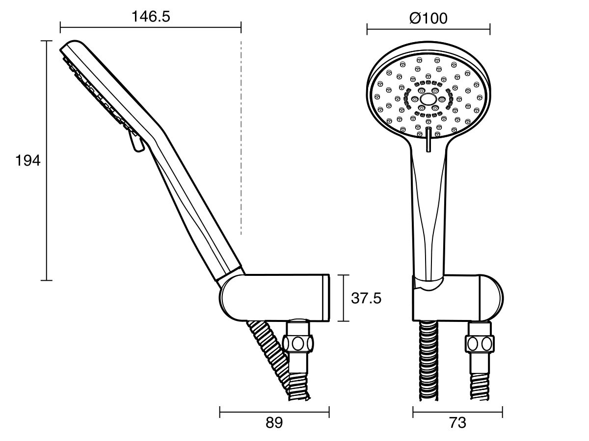 Reece Posh Bristol MK2 Handshower With Water Inlet Wall Bracket Chrome (3 Star)