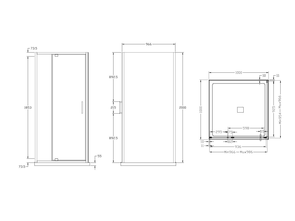 Reece Posh Bristol Shower System With Centre Outlet 1000mm X 1000mm Chrome