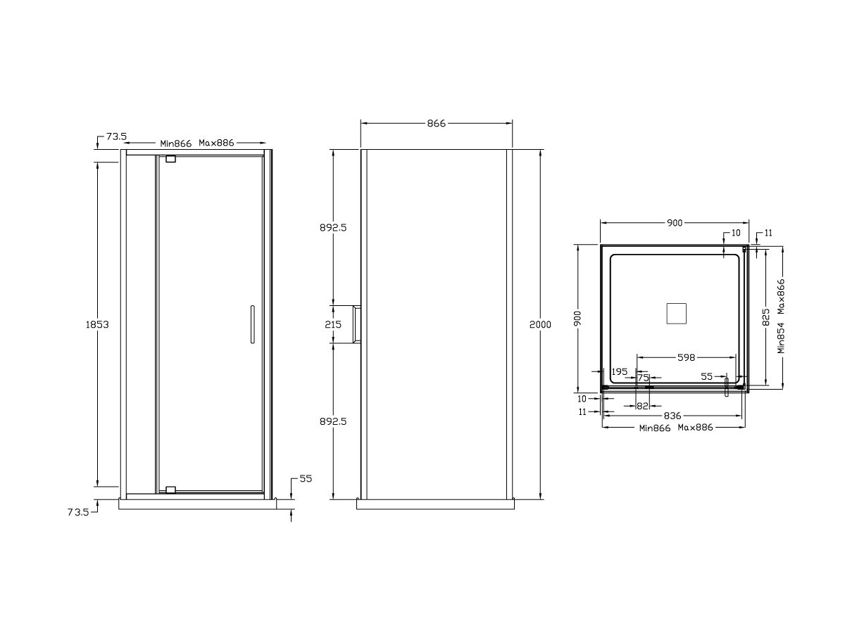Reece Posh Bristol Shower System With Centre Outlet 900mm X 900mm White & Chrome