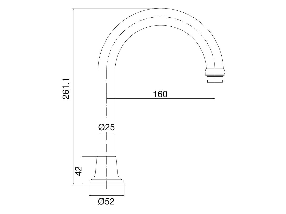 Reece Posh Bristol Swivel Hob Outlet Gooseneck 25mm Chrome/Gold (4 Star)