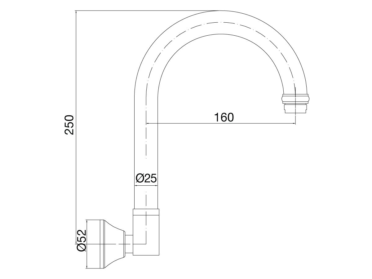 Reece Posh Bristol Swivel Wall Outlet Gooseneck 25mm Chrome (4 Star)