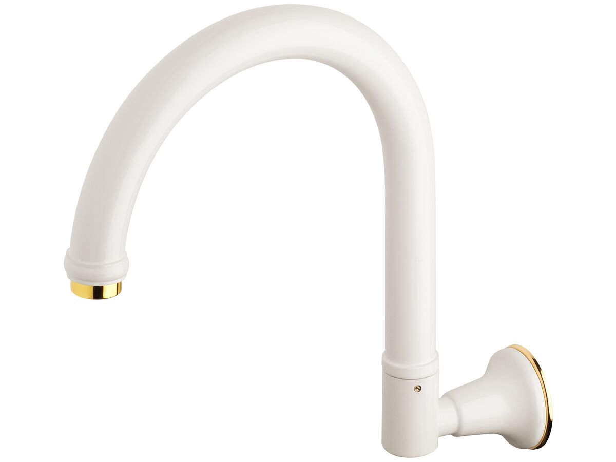 reece Posh Bristol Swivel Wall Outlet Gooseneck 25mm White/Gold (4 Star) Lead Free
