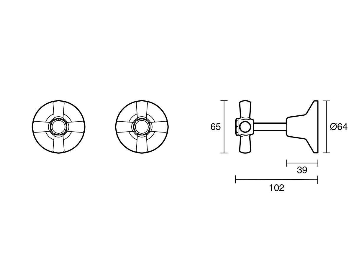 Reece Posh Bristol Wall Top Assembly Taps 3/4 Ceramic Disc Chrome
