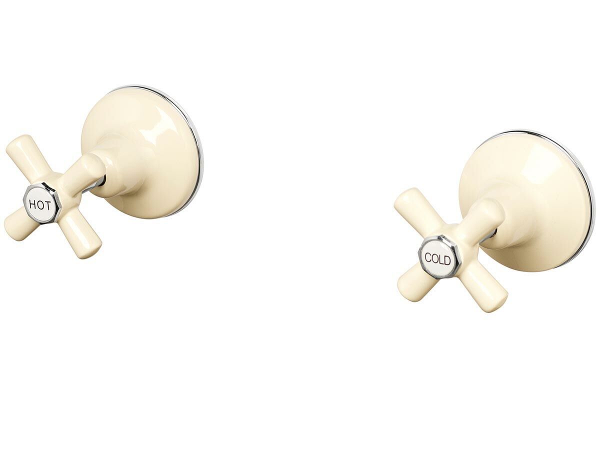 reece Posh Bristol Wall Top Assembly Taps Ivory/Chrome Lead Free