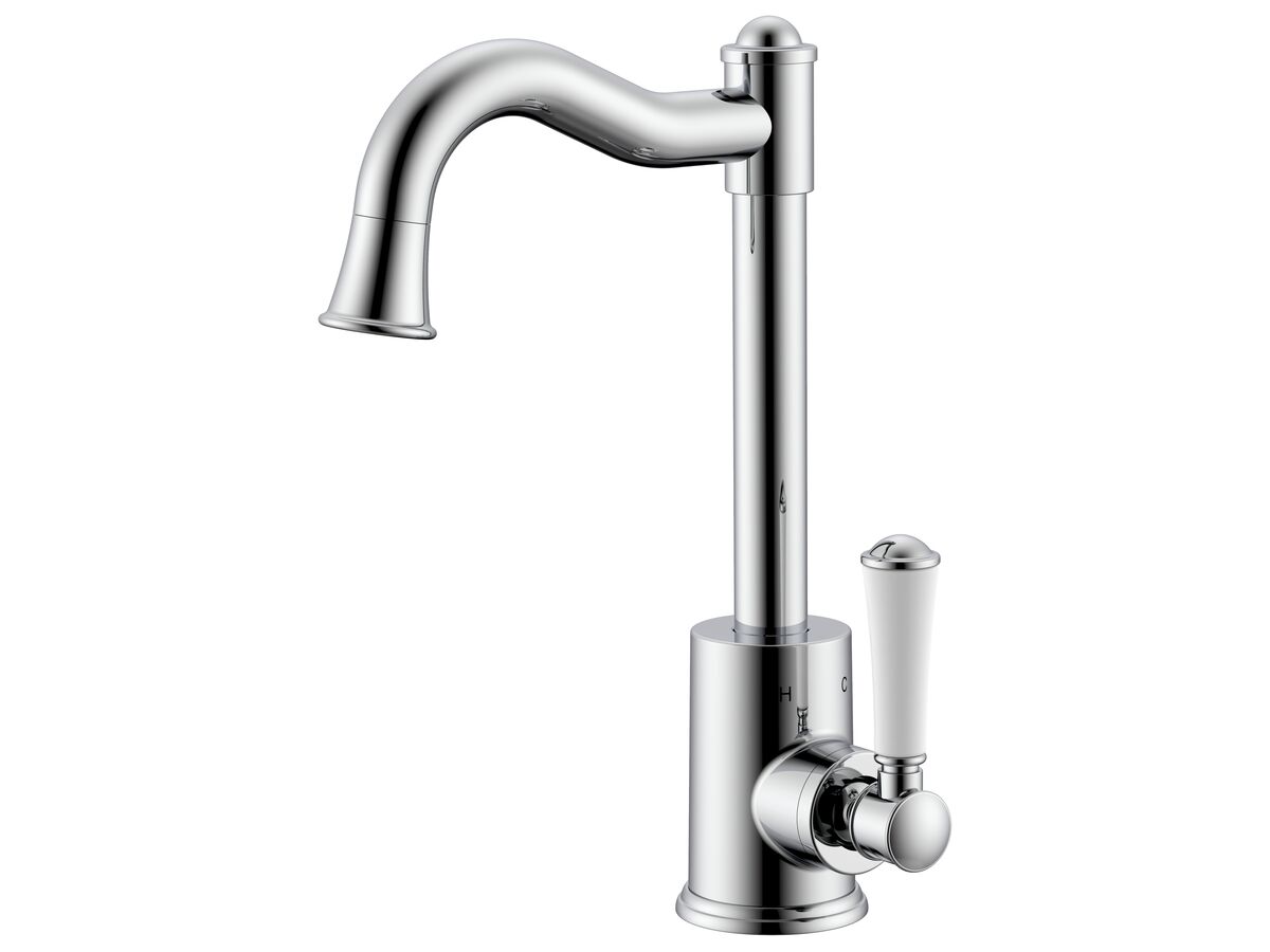 reece Posh Canterbury English Basin Mixer Tap Porcelain Handle Chrome (4 Star)