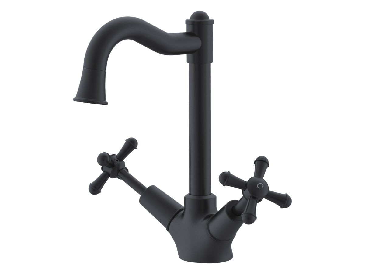 reece Posh Canterbury English Basin Twinner Cross Handles Matte Black (4 Star)