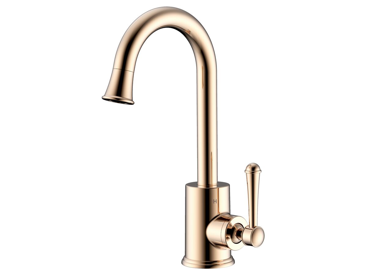 reece Posh Canterbury Gooseneck Basin Mixer Tap Polished Brass Gold (4 Star) Lead Free