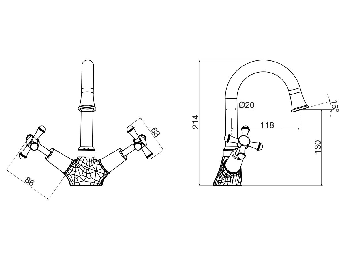 Reece Posh Canterbury Gooseneck Basin Twinner Cross Handles Matte Black (4 Star) Lead Free