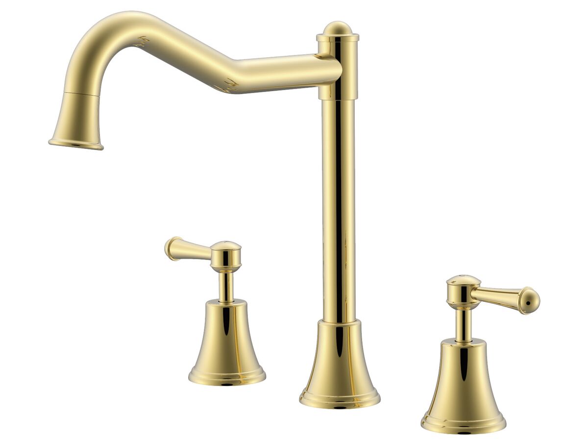 reece Posh Canterbury Hob English Spa Set Lever Handles Polished Brass Gold