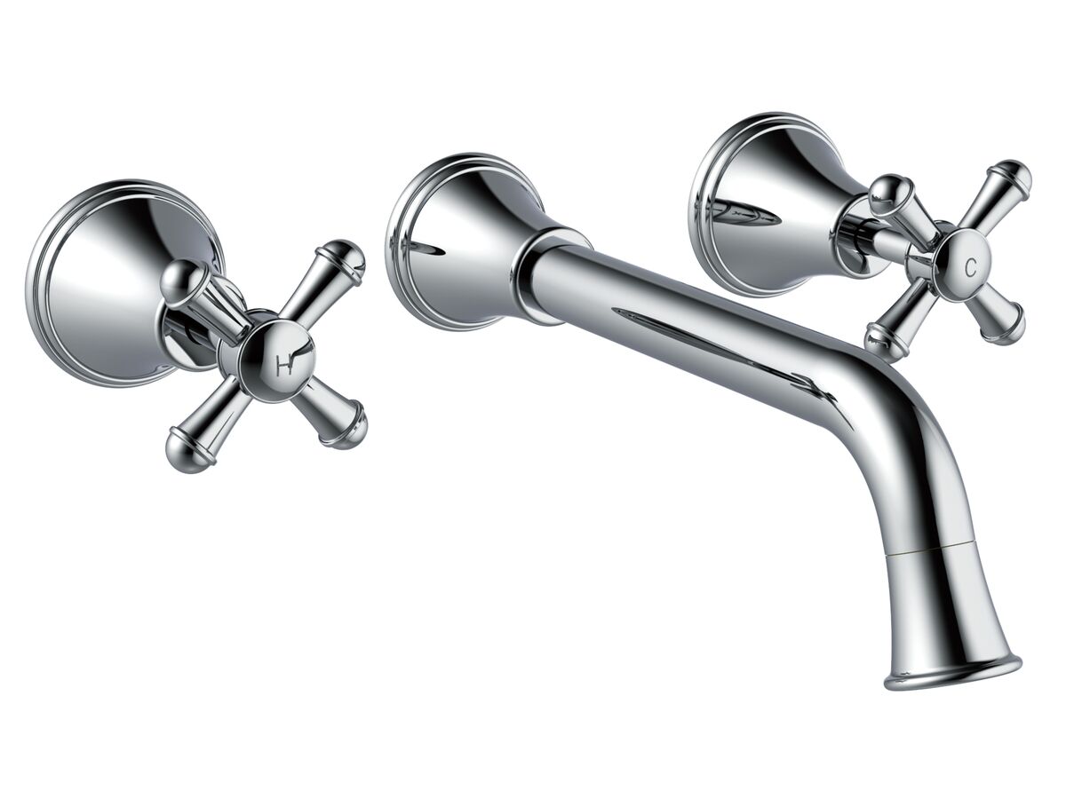 reece Posh Canterbury Wall Basin Set 220mm Cross Handles Chrome (4 Star) Lead Free