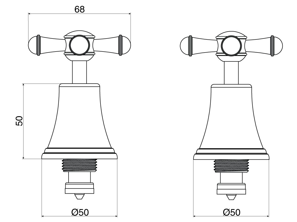 Reece Posh Canterbury Wall Top Assemblies Cross Handles Polished Brass Gold Lead Free