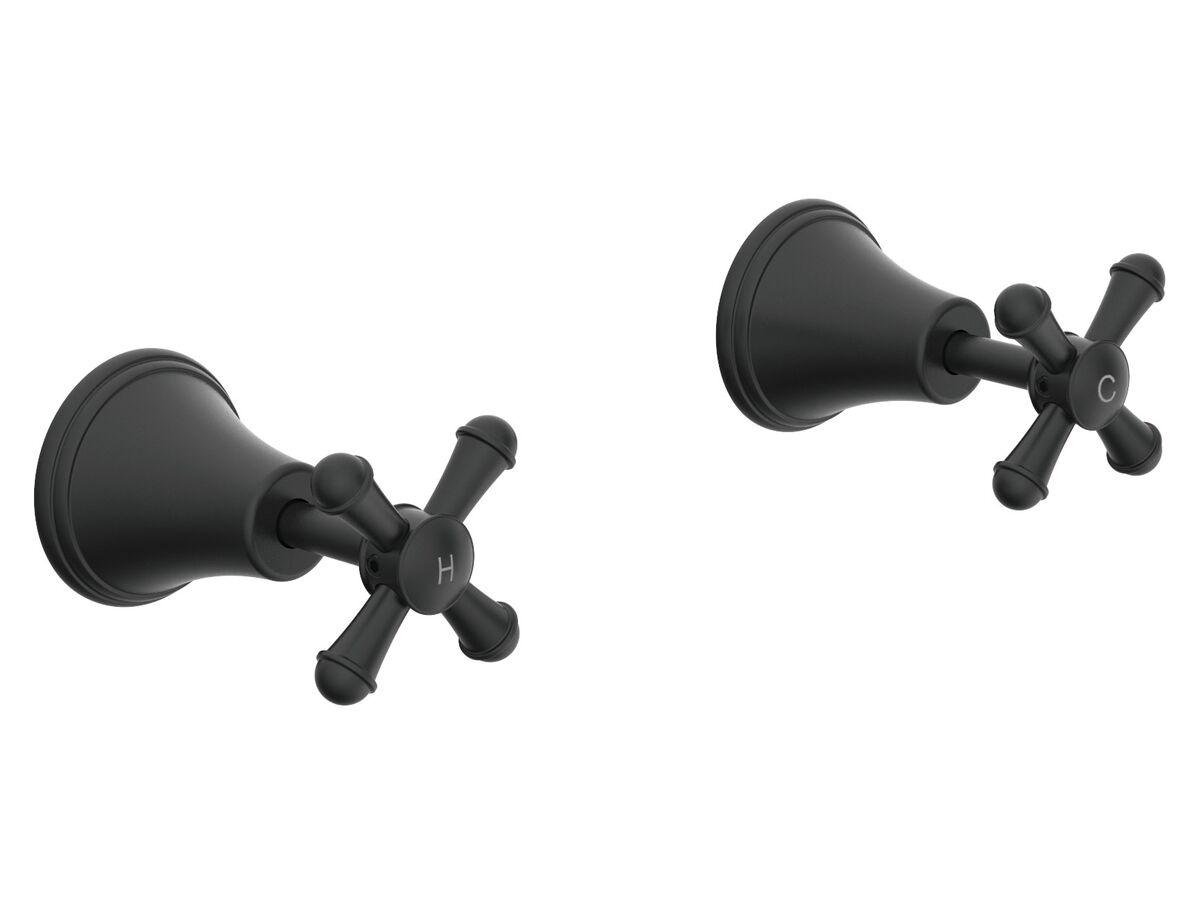reece Posh Canterbury Wall Top Assemblies Cross Handles Matte Black Lead Free