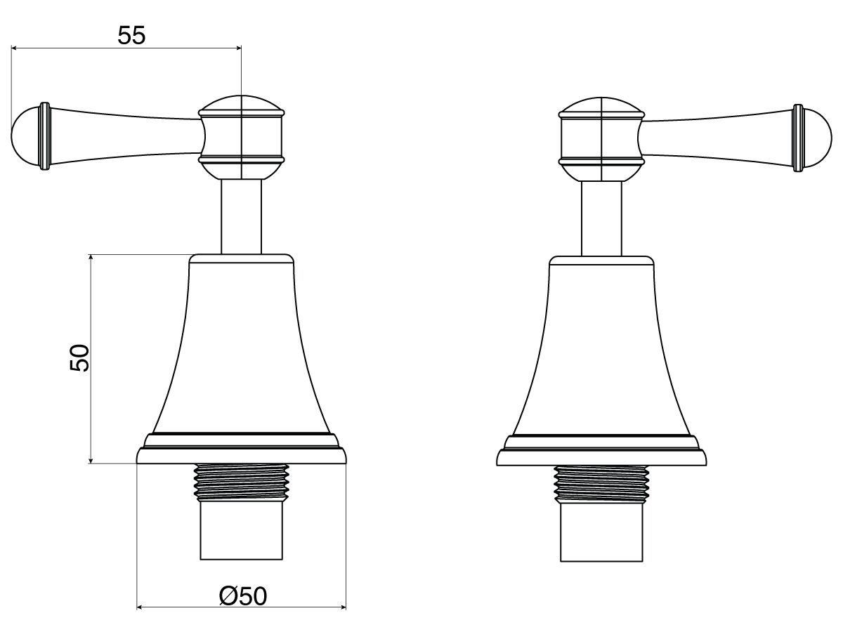Reece Posh Canterbury Wall Top Assemblies Lever Chrome