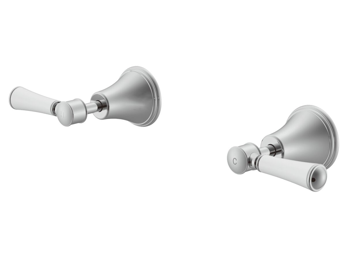 reece Posh Canterbury Wall Top Assemblies Lever Porcelain Handles Chrome