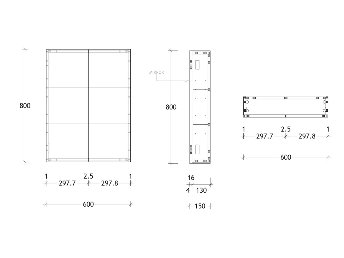 Reece Posh Domaine 600mm X 800mm Shaving Cabinet Standard 2 Door