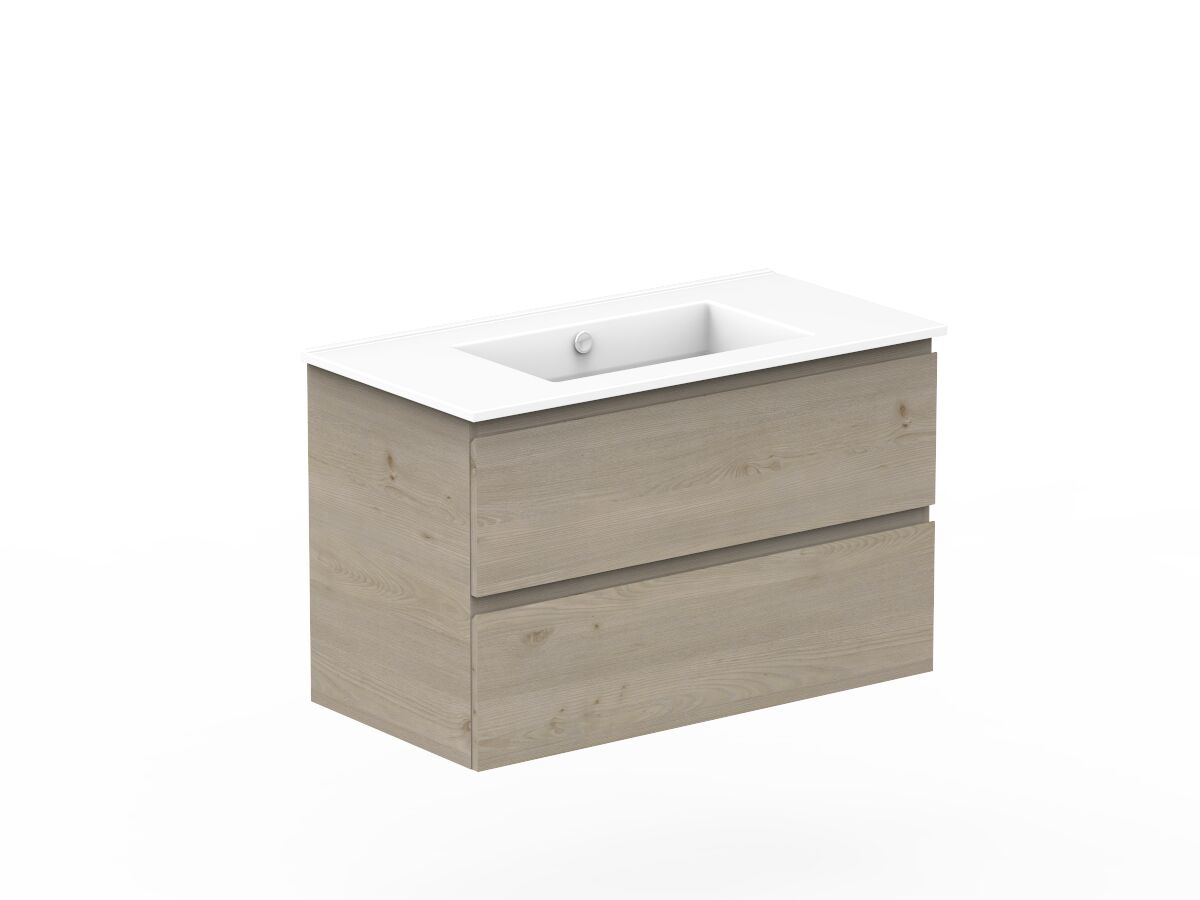 Reece Posh Domaine All Drawer Twin 900mm Wall Hung Vanity Centre Basin Ceramic Top