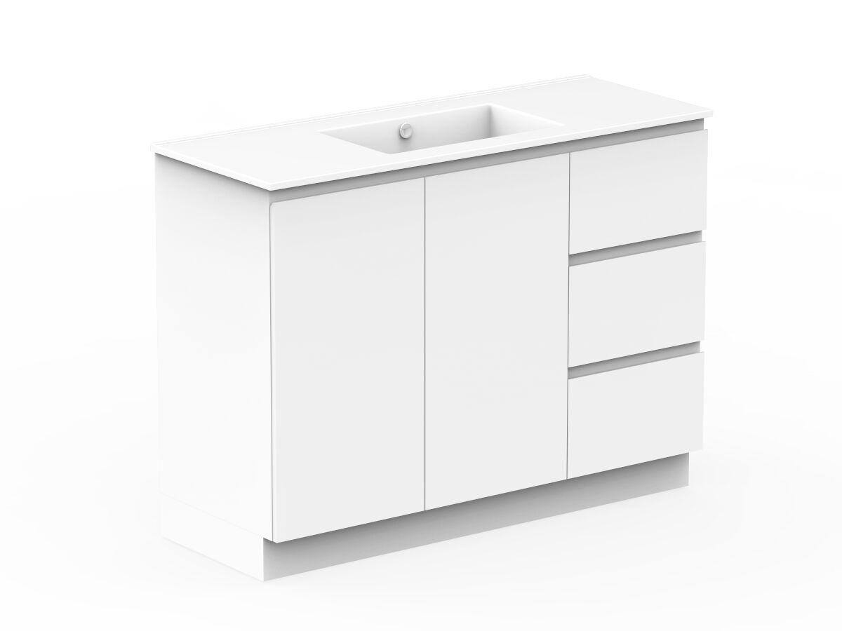 Reece Posh Domaine Conventional 1200mm Floor Mounted Vanity Centre Basin Ceramic Top