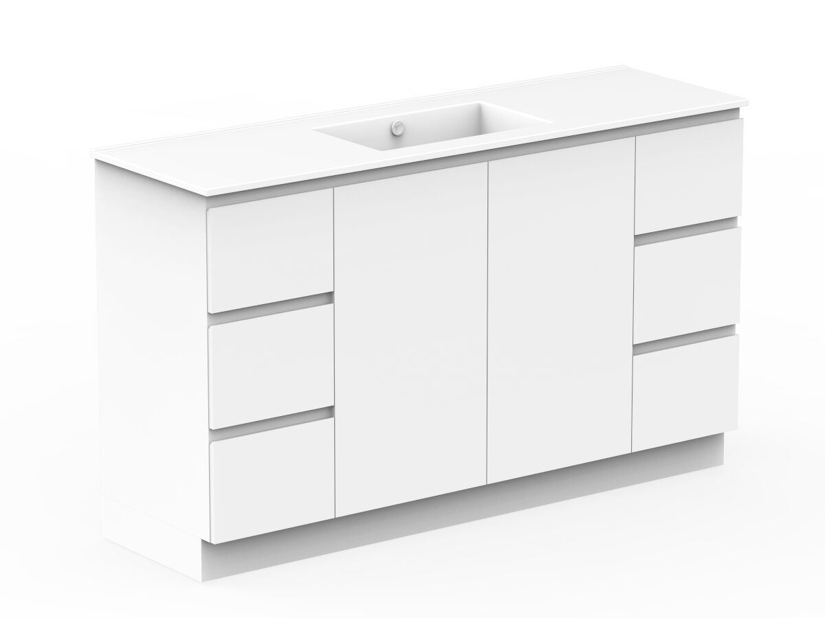 Reece Posh Domaine Conventional 1500mm Floor Mounted Vanity Centre Basin Ceramic Top