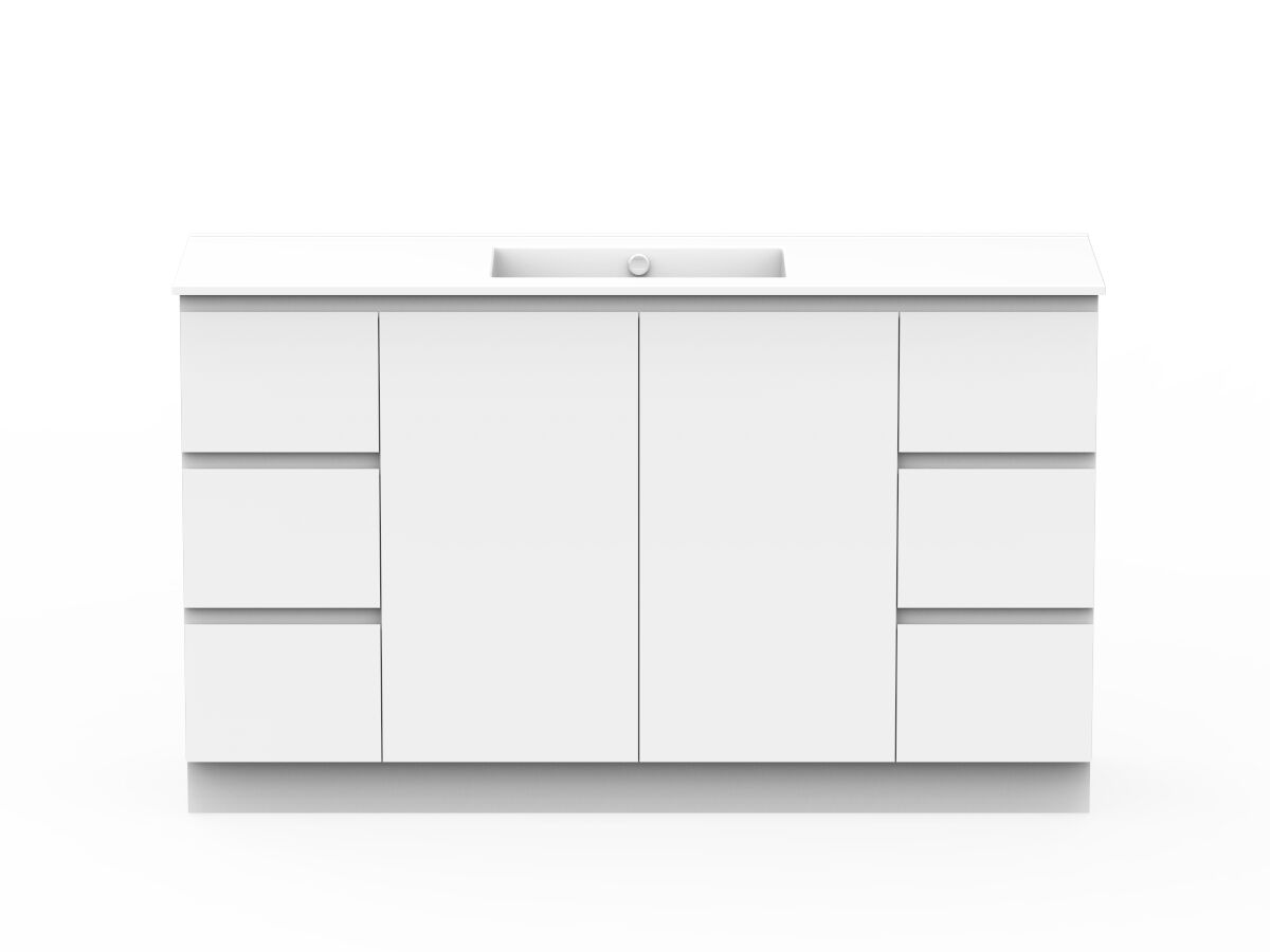 reece Posh Domaine Conventional 1500mm Floor Mounted Vanity Centre Basin Ceramic Top