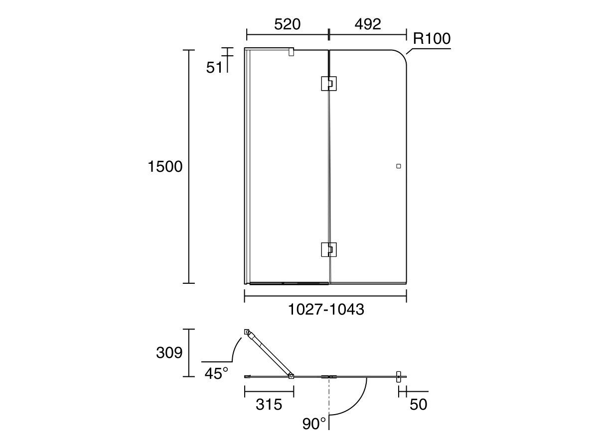 Reece Posh Domaine Fixed And Swing Double Bath Panel 8mm