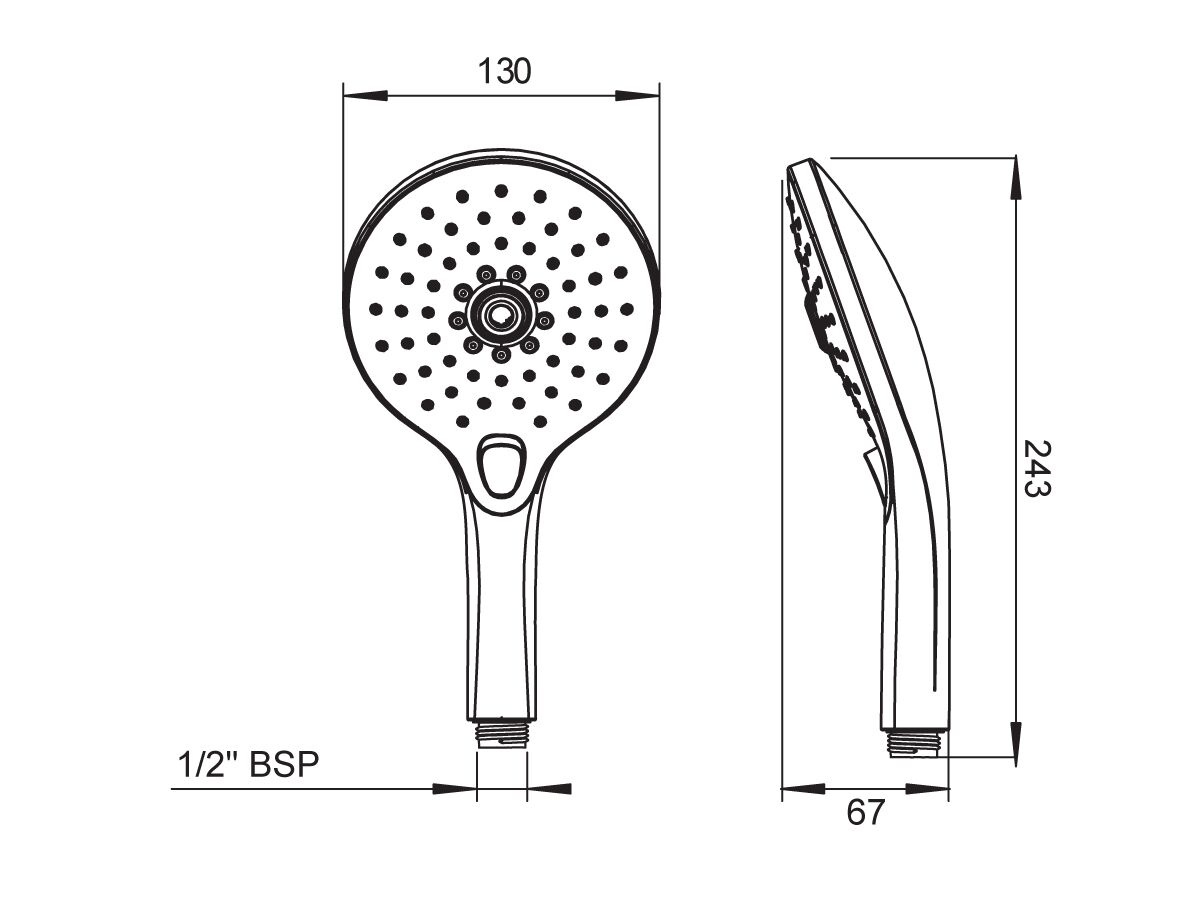 Reece Posh Domaine Shower Handpiece Only 3 Functions Chrome (4 Star)