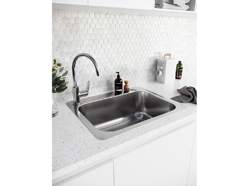 Reece Posh Domaine Trough 45L With Bypass 2 Taphole Stainless Steel