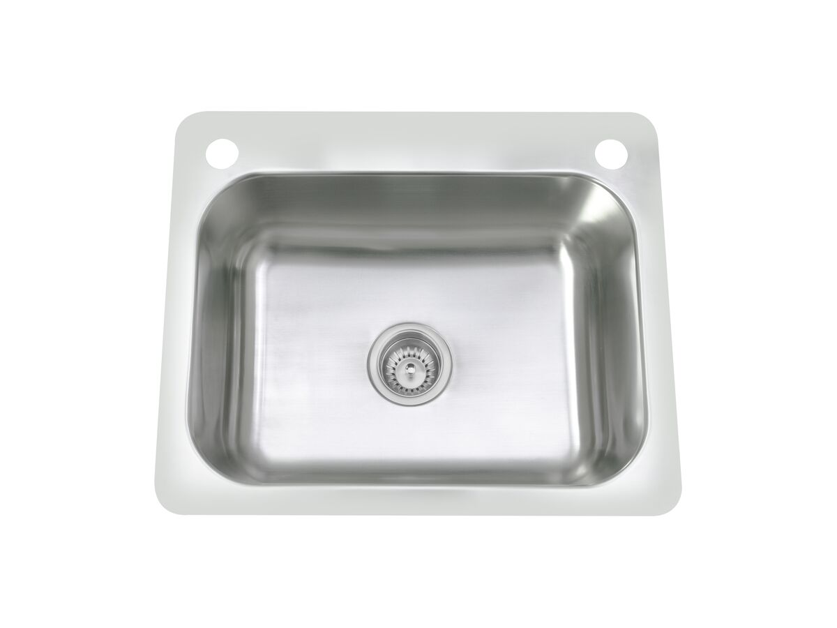 reece Posh Domaine Trough 45L with Bypass 2 Taphole Stainless Steel