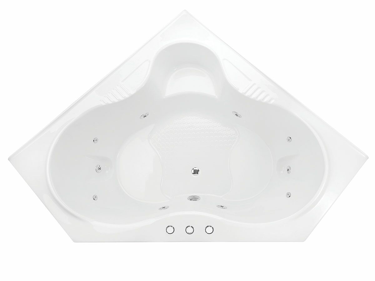 reece Posh Solus 1500mm Corner White Santai Spa with 10 Chrome Jets and Auto Heat Pump