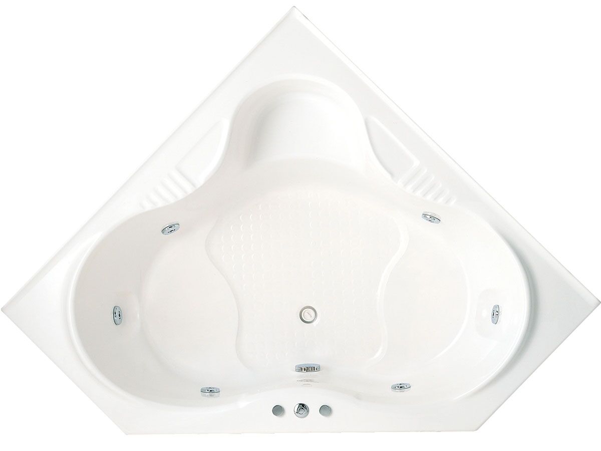 reece Posh Solus 1500mm Corner White Santai Spa with 6 Chrome Jets and Auto Heat Pump