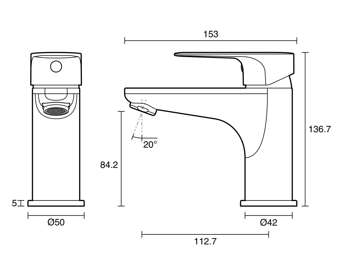 Reece Posh Solus Basin Mixer Tap Chrome (5 Star) Lead Free